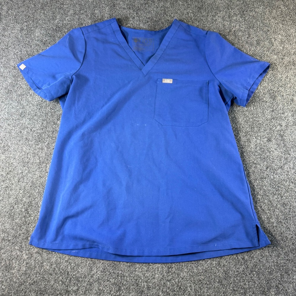 FIGS Technical Collection Womens V-Neck Scrub Top Royal Blue Size M One Pocket